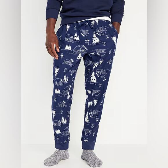 NWT Old Navy Winter Holiday Ski Flannel Jogger Pajama Pants L Skier Snowboard - Picture 1 of 5